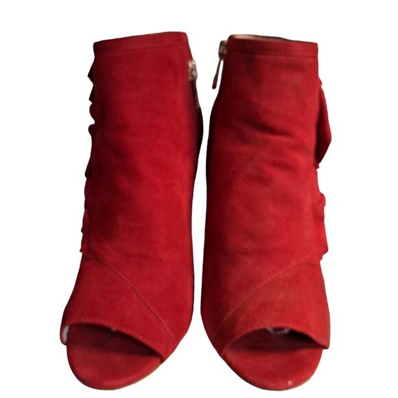 Louise et Cie Lo-Haze Red Leather Suede Ankle Bootie Boots Size 10M/40 - Picture 3 of 11